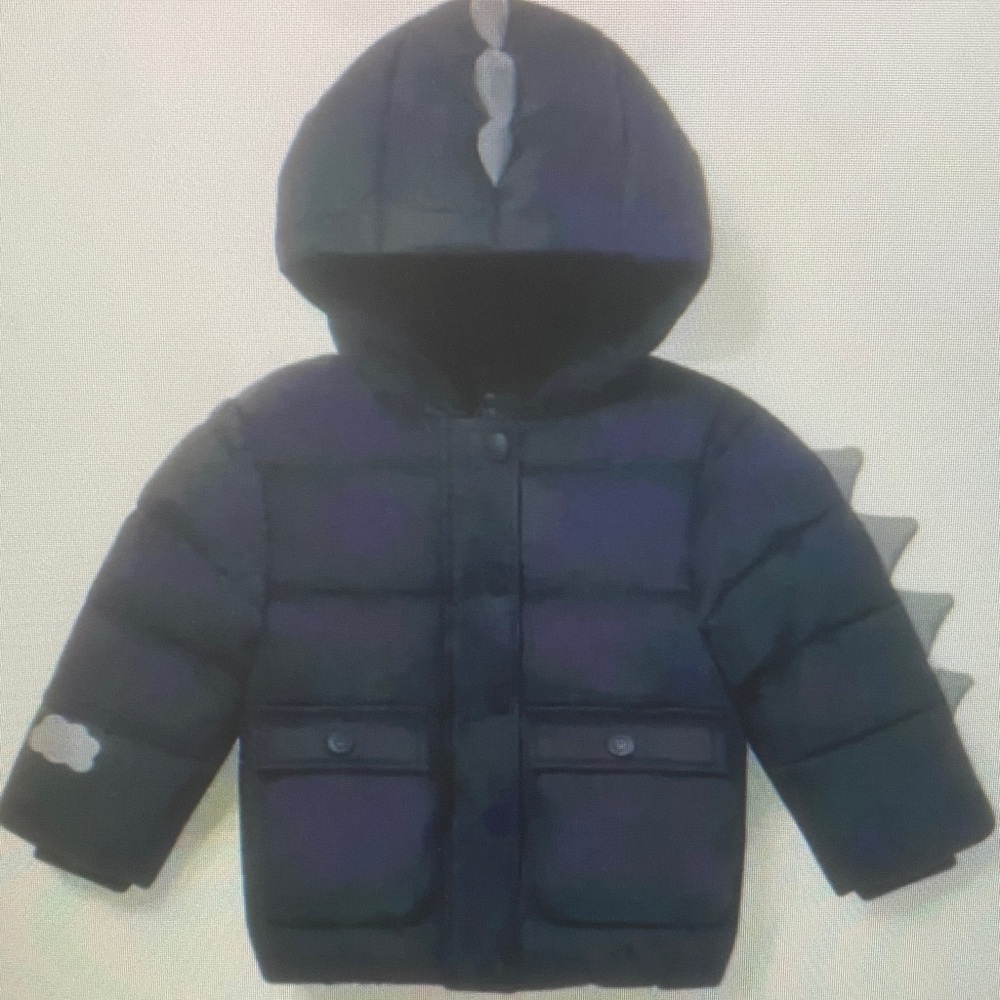Kids Dinosaur Hooded Puffer Jacket